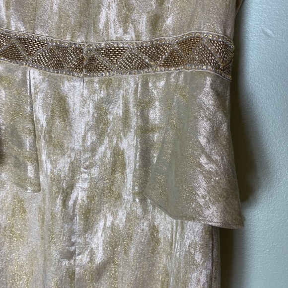 NWT Badgley Mischka Gold & Beaded Cocktail Dress. Size 6 - Picture 9 of 15